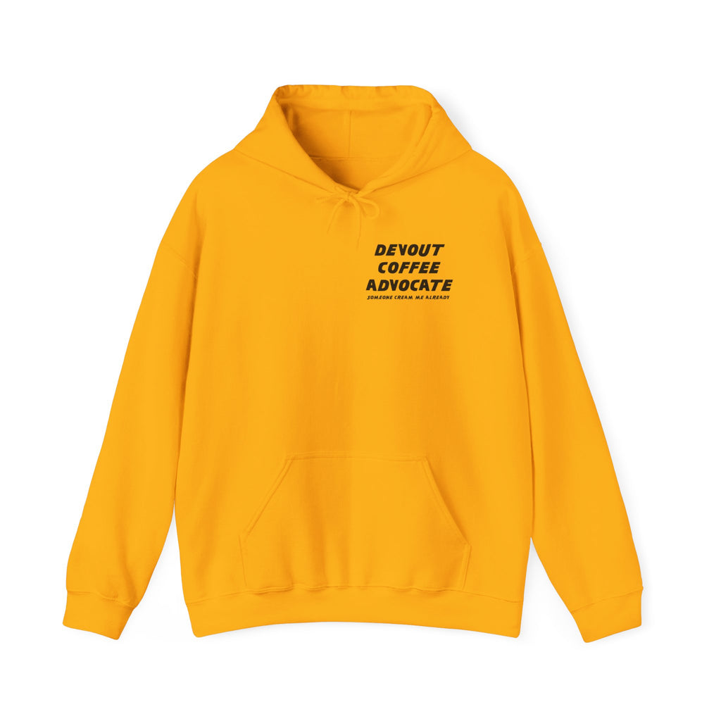 "Devout Coffee Advocate" Hoodie - Unisex Heavy Blend Sweatshirt for Coffee Lovers