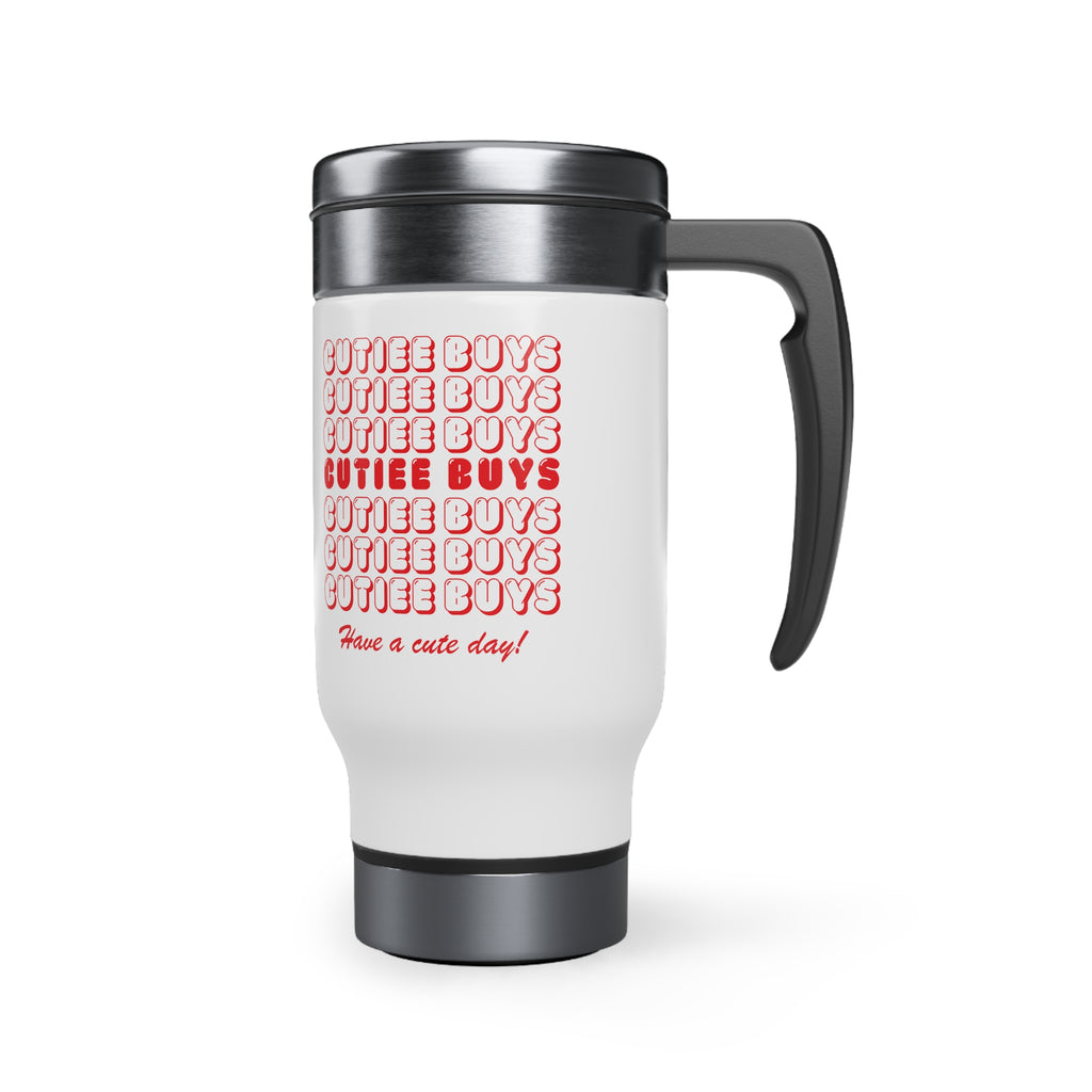 "Total Cutiee" Stainless Steel Travel Mug with Handle, 14oz