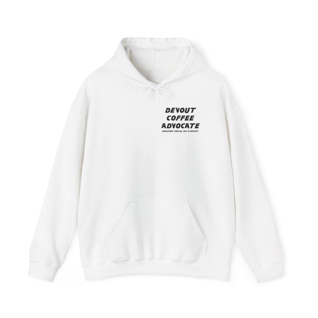 "Devout Coffee Advocate" Hoodie - Unisex Heavy Blend Sweatshirt for Coffee Lovers