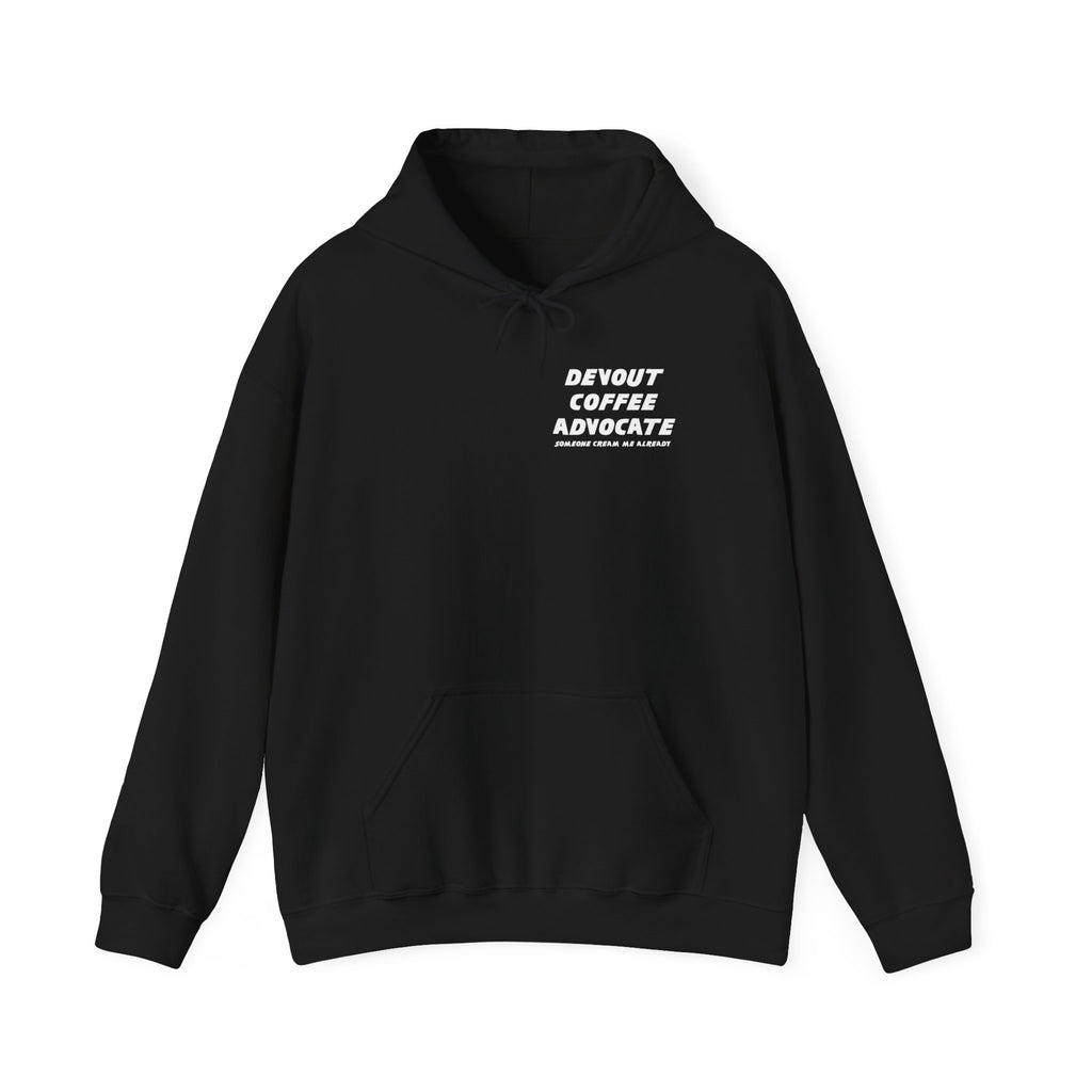 "Devout Coffee Advocate" Hoodie - Unisex Heavy Blend Sweatshirt for Coffee Lovers