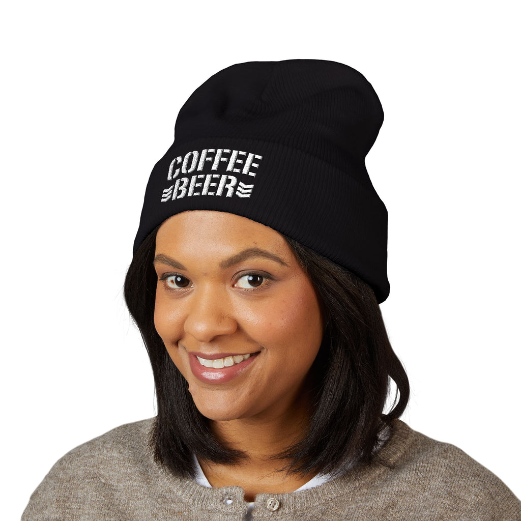 Coffee Beer Bullet Club Embroidered Cuffed Beanie — Funny Barista & Brewer Winter Hat