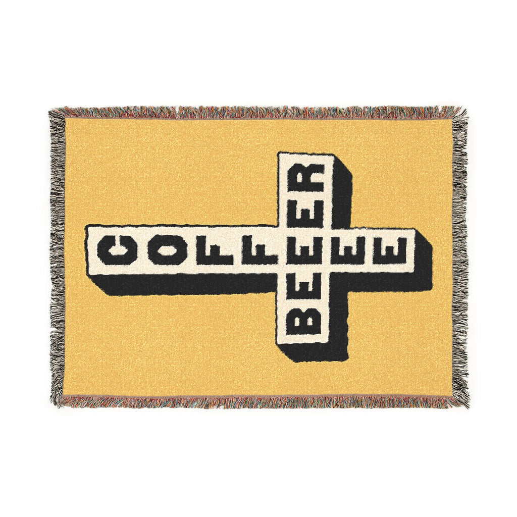 Coffee & Beer Cross Woven Blanket – Retro Bar Kitchen Throw